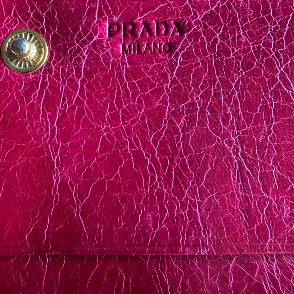 Prada Leather 2010s Pink Bow Wallet Classic Feminine OS Luxury